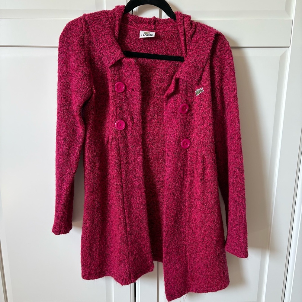 Lacoste Pink Double-Breasted Cardigan